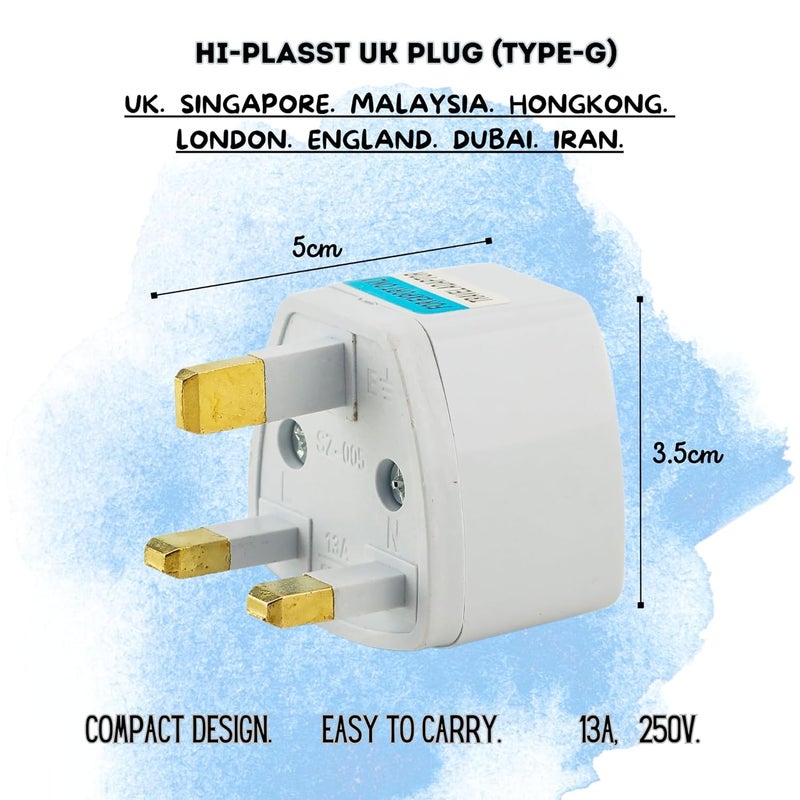 Dailyneed UK Adapter India to Hong Kong UAE Dubai Travel UK Connector for Indian Pins Type G Adapter Perfect for Laptop Camera Charger CE Pack of 1 White  - Image 5