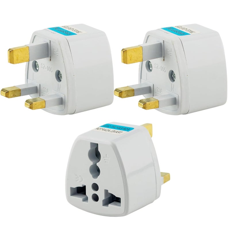 Dailyneed UK Adapter India to Hong Kong UAE Dubai Travel UK Connector for Indian Pins Type G Adapter Perfect for Laptop Camera Charger CE Pack of 1 White  - Image 1
