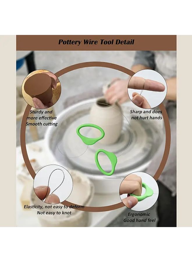 Pottery Wire Tool Clay Cutting Cutter Green Handle for Pottery Clay Artists - Image 3