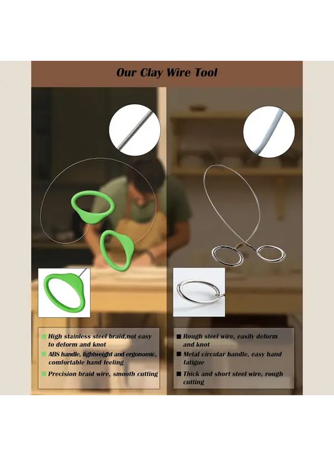 Pottery Wire Tool Clay Cutting Cutter Green Handle for Pottery Clay Artists - Image 4