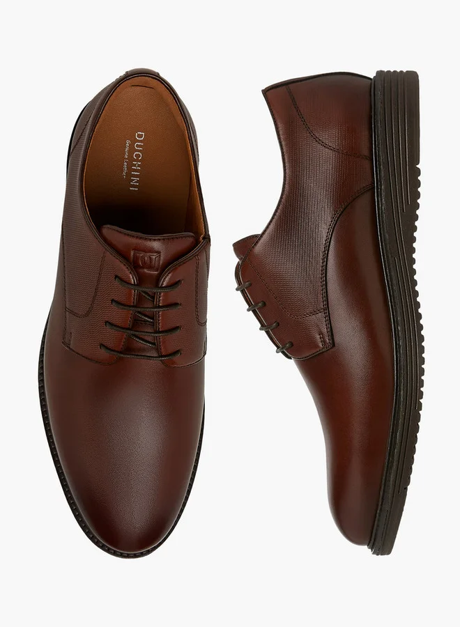 DUCHINI Men's Solid Lace-Up Derby Shoes