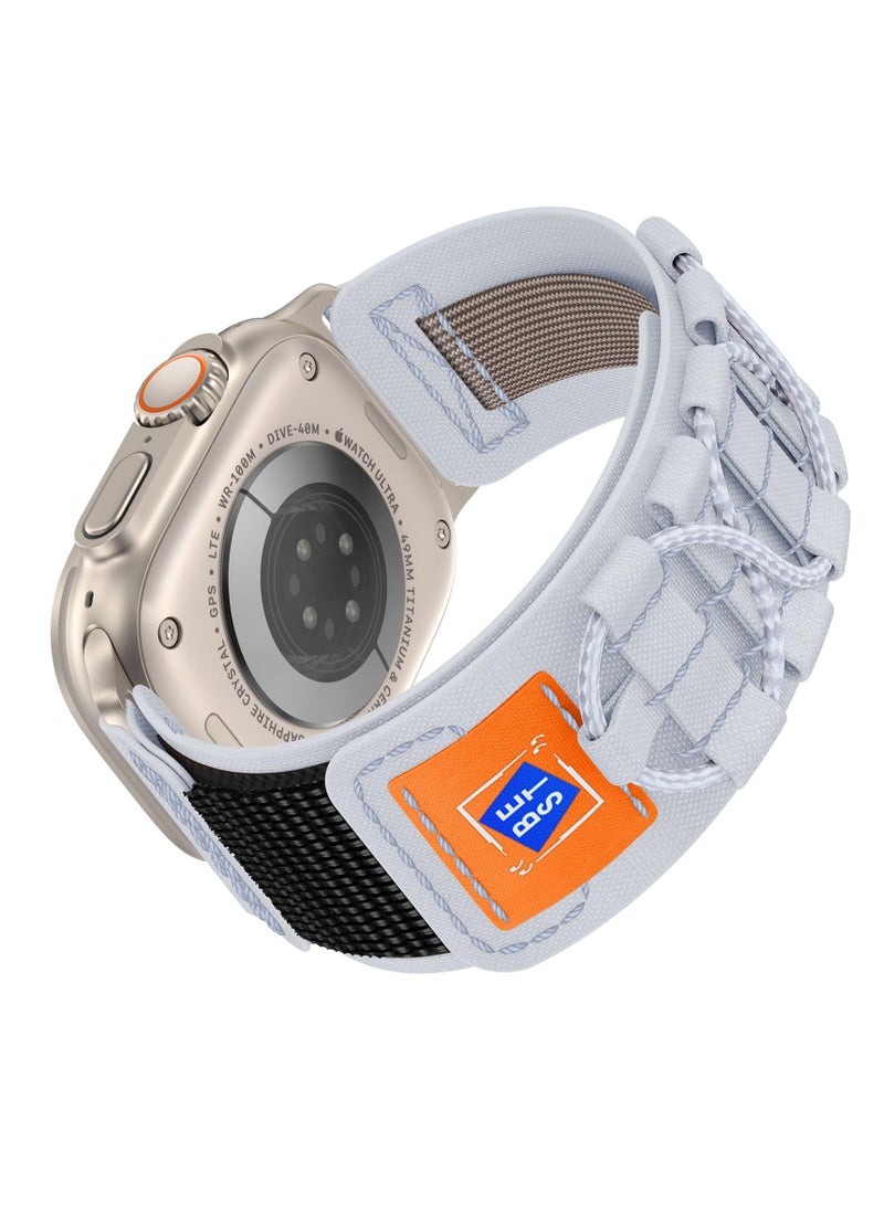 Durable Grey Nylon Velcro Strap for Apple Watch Ultra 2 and Series 9/8/7/SE, Fits 49mm, 45mm, 44mm, 42mm, Perfect for Men’s Sports - Image 1