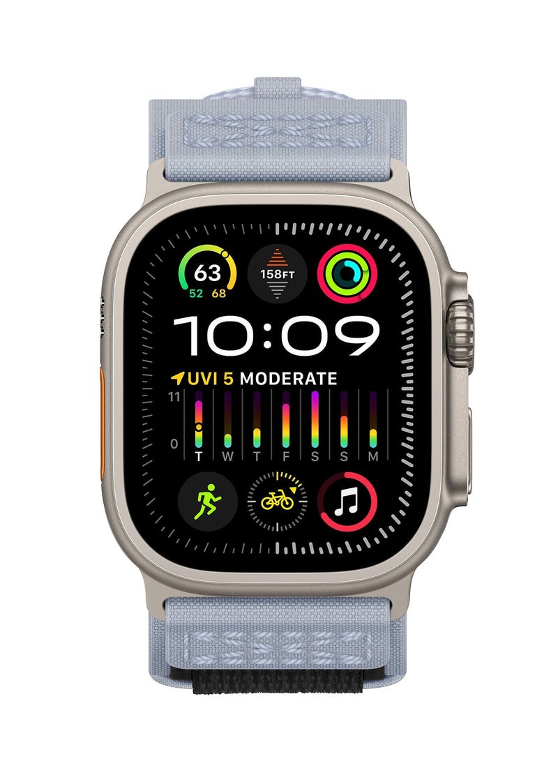 Durable Grey Nylon Velcro Strap for Apple Watch Ultra 2 and Series 9/8/7/SE, Fits 49mm, 45mm, 44mm, 42mm, Perfect for Men’s Sports - Image 2