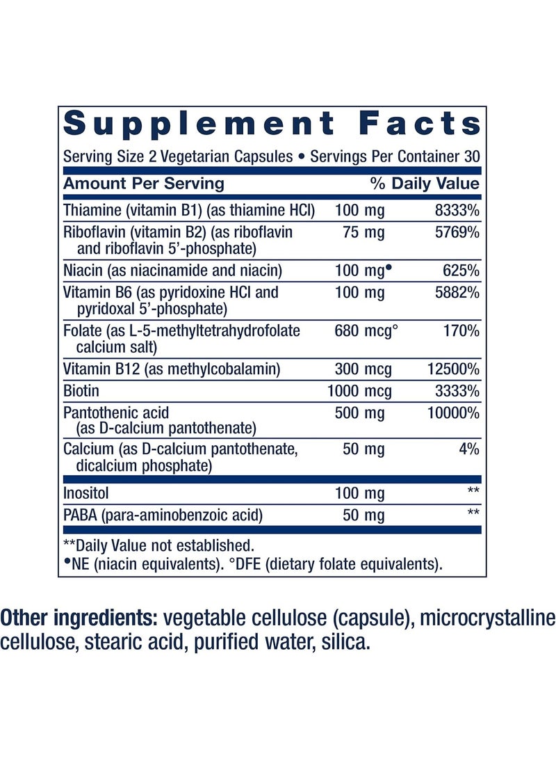 Life Extension BioActive Complete B-Complex, 60 Vegetarian - Image 2