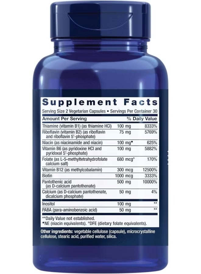 لايف إكستنشن مكمل غذائي كامل من فيتامين ب النشط بيولوجيًا، 60 كبسولة نباتية - Image 5