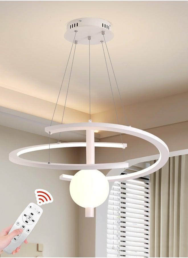 YATAI LIGHTING YATAI Modern Modern Minimalist LED Pendant Chandelier with Remote Control,60cm Unique Ring Dimmable Height Adjustable Hanging light Fixture Chandelier for Bedroom, Living room and Restaurant 34W  - Image 1