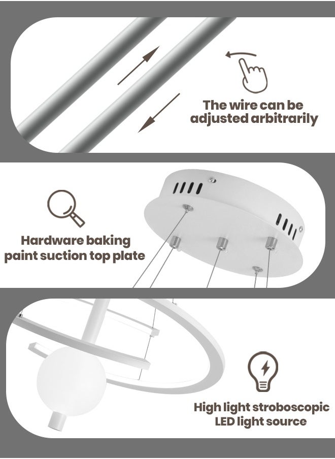 YATAI LIGHTING YATAI Modern Modern Minimalist LED Pendant Chandelier with Remote Control,60cm Unique Ring Dimmable Height Adjustable Hanging light Fixture Chandelier for Bedroom, Living room and Restaurant 34W  - Image 4