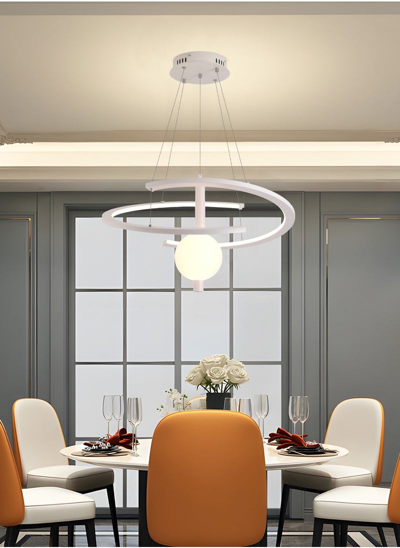 YATAI LIGHTING YATAI Modern Modern Minimalist LED Pendant Chandelier with Remote Control,60cm Unique Ring Dimmable Height Adjustable Hanging light Fixture Chandelier for Bedroom, Living room and Restaurant 34W  - Image 5