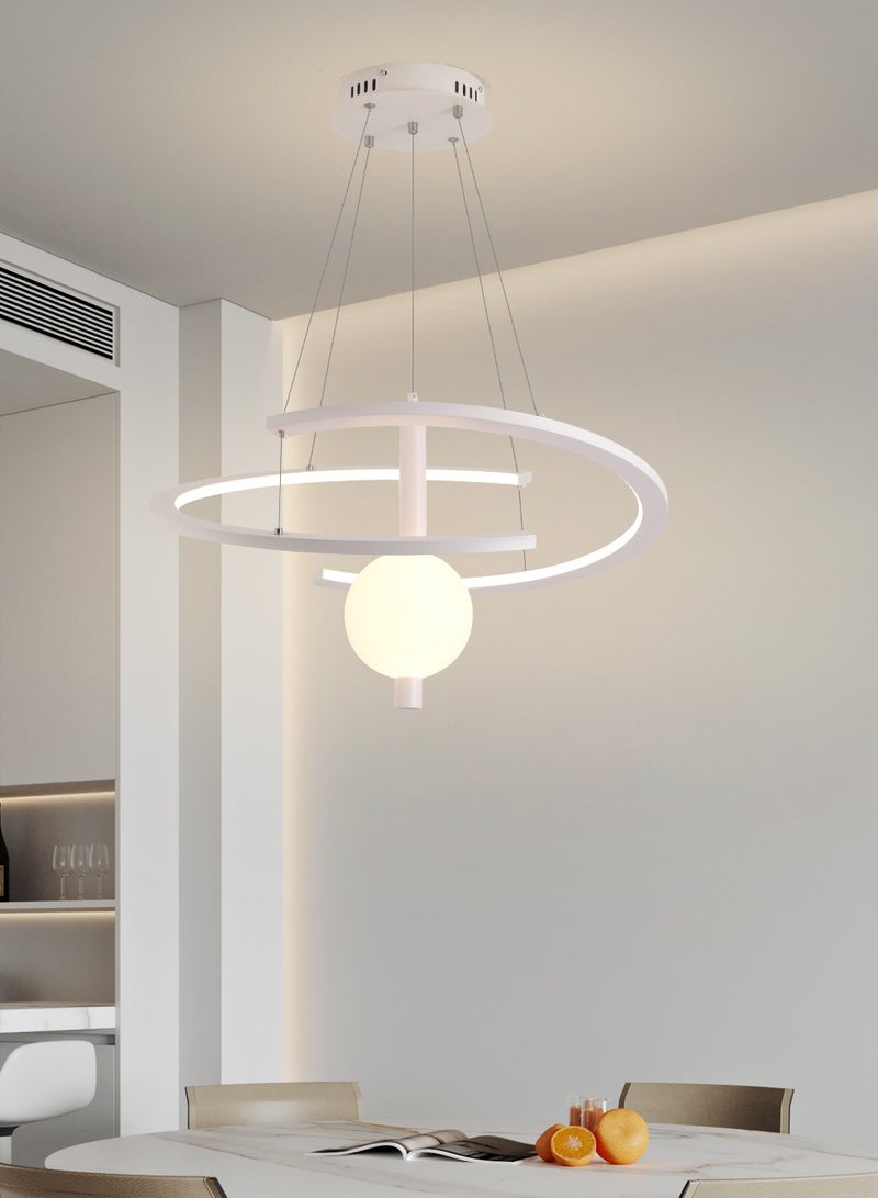 YATAI Modern Modern Minimalist LED Pendant Chandelier with Remote Control,60cm Unique Ring Dimmable Height Adjustable Hanging light Fixture Chandelier for Bedroom, Living room and Restaurant 34W
