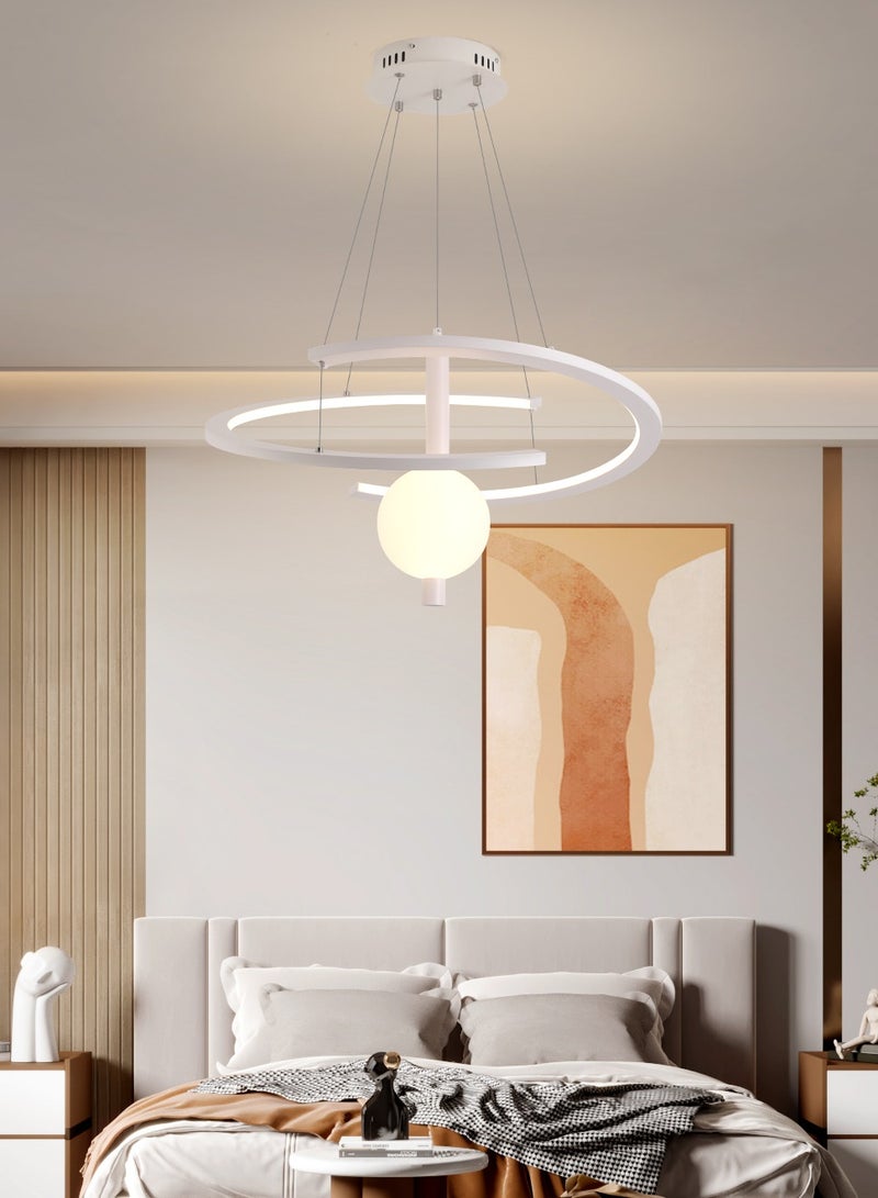 YATAI Modern Modern Minimalist LED Pendant Chandelier with Remote Control,60cm Unique Ring Dimmable Height Adjustable Hanging light Fixture Chandelier for Bedroom, Living room and Restaurant 34W