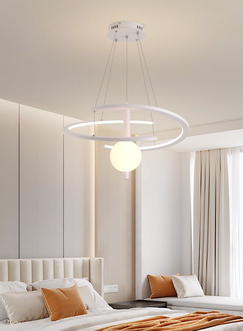 YATAI Modern Modern Minimalist LED Pendant Chandelier with Remote Control,60cm Unique Ring Dimmable Height Adjustable Hanging light Fixture Chandelier for Bedroom, Living room and Restaurant 34W