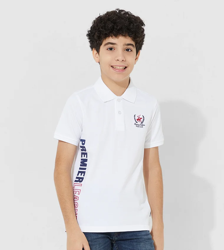 بيفرلي هيلز بولو كلوب تيشيرت بولو بتفاصيل شعار أنت قادر على ذلك