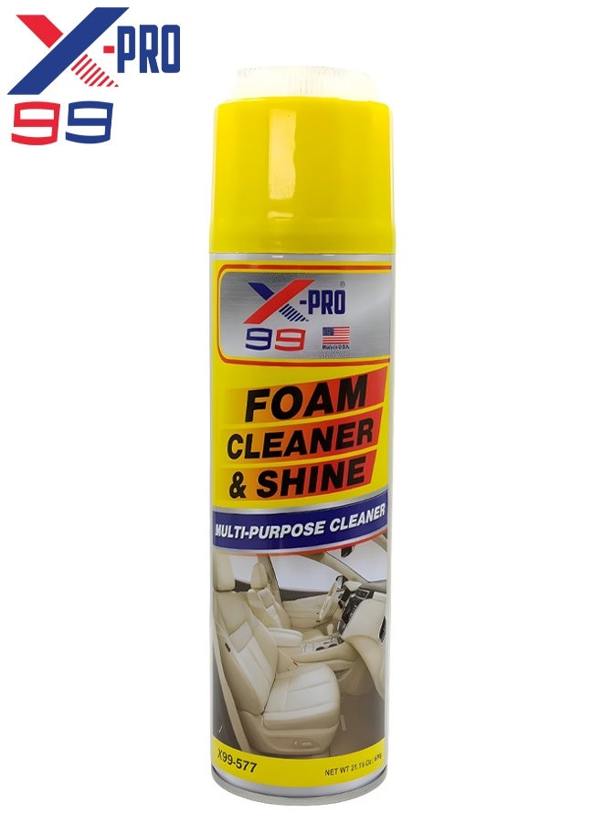 Xpro Foam Cleaner & Shine 600g – Multi-Purpose Cleaning Spray for Car Seats, Door Panels, Dashboard, Steering Wheel, Central Console, Kitchen Surfaces, Shoes and Fabric – High Foaming Action, No Water Needed, Quick Clean and Shine for Interior and Home Use - Image 2