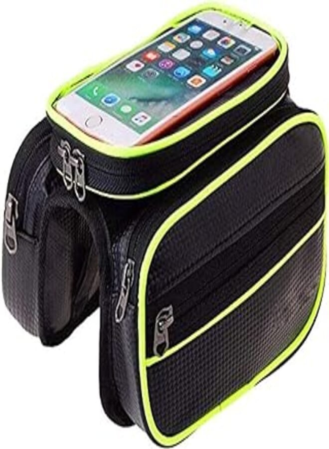 SHIVEXIM SHIVEXIM Waterproof Touch Screen Bicycle Beam Package Bag Multipurpose Storage Carrier Triangle Bike Bag Front Tube Frame (Travel Accessories, Green) 