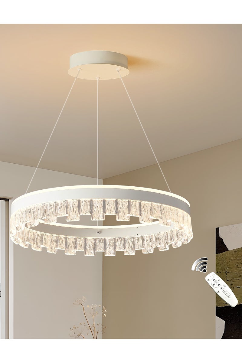 إرنيا الثريا الحديثة ذات LED 50 50 W، مع ضوء قابل للتعديل، مع ثريات دائرية دائرية تبلغ مساحتها 19.7 بوصة مع جهاز التحكم عن بعد، تنطبق على غرفة المعيشة في غرفة الطعام في غرفة الطعام - Image 1