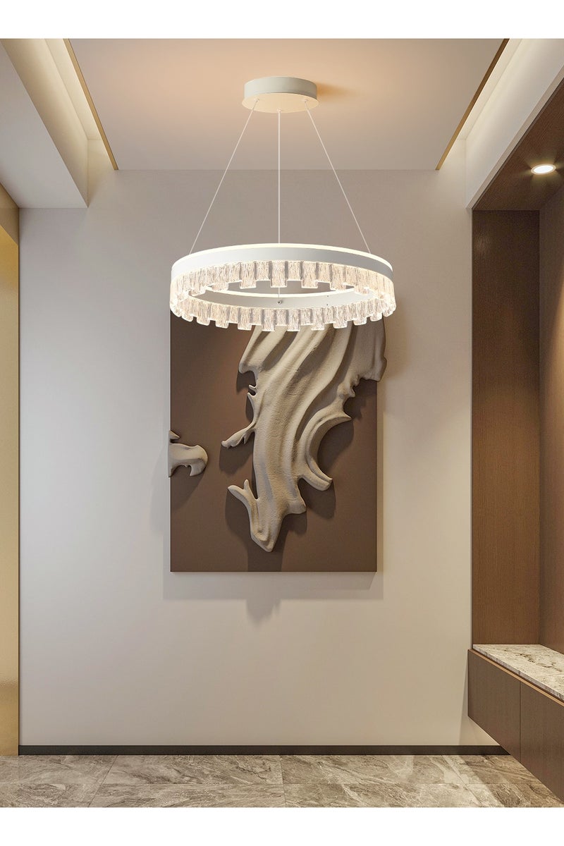 إرنيا الثريا الحديثة ذات LED 50 50 W، مع ضوء قابل للتعديل، مع ثريات دائرية دائرية تبلغ مساحتها 19.7 بوصة مع جهاز التحكم عن بعد، تنطبق على غرفة المعيشة في غرفة الطعام في غرفة الطعام - Image 5