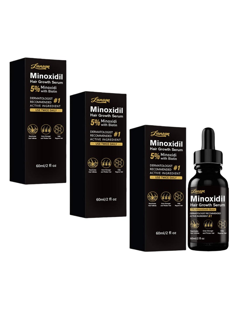 LUNOON 3-PACK Hair Growth Essence Minoxidil 5%, Anti Hair Loss  Hair Growth Nourishing Solution 60ml*3 - Image 1