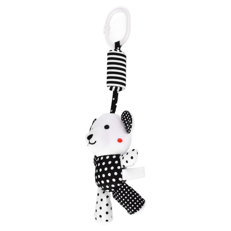 Baby Hanging Rattle Toys Black and White Stripe Stroller Plush Wind Chimes Toys for Infants Car Bed CribCow - Image 2