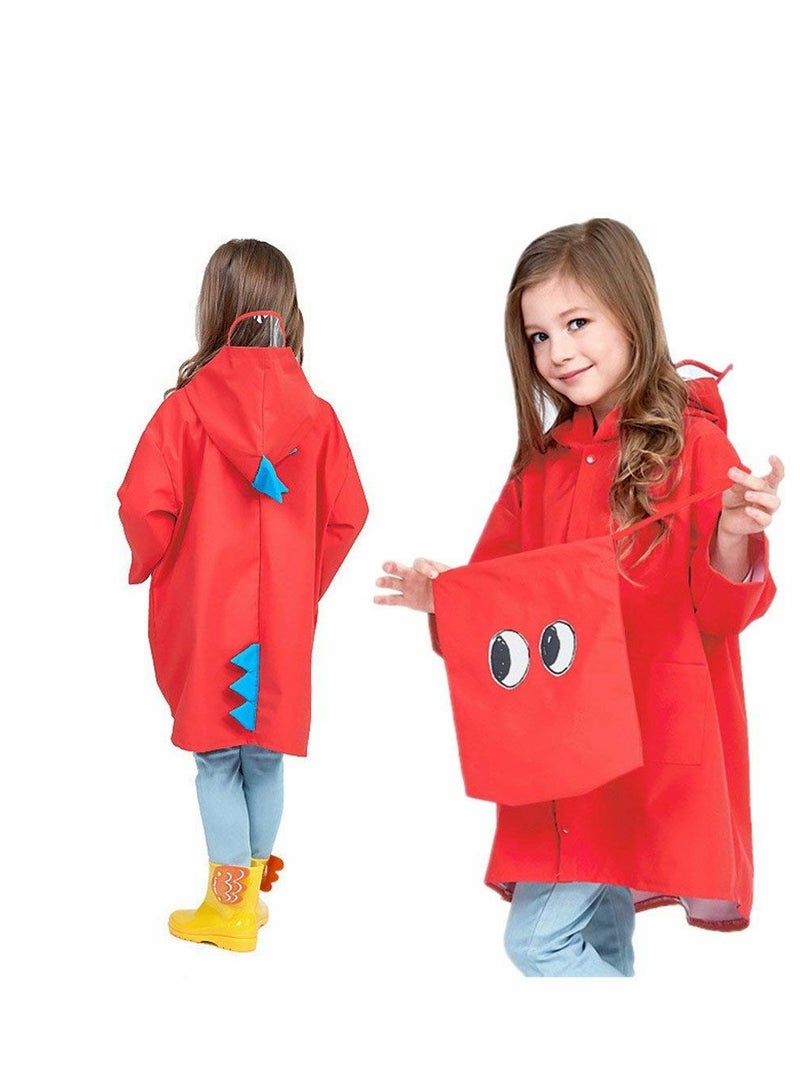 Children Raincoats, Kids Cartoon Raincoat Children's, Reusable Raincoat with Hoods Hat and Sleeves Rain Cloak Perfect for Protect Your Child Size L - Image 1