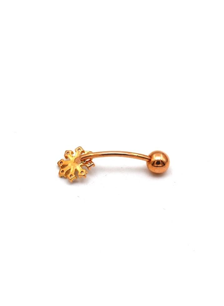 Gold Zone Real Gold Star Rose Gold Belly Navel Piercing  - Image 5