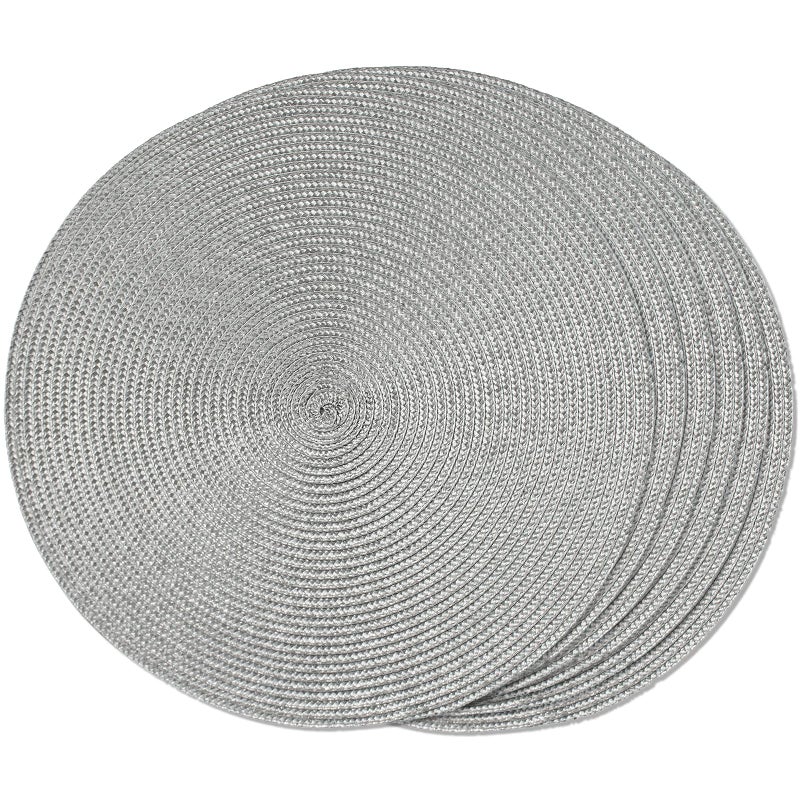 FunWheat Round Braided Placemats Set of 6 Table Mats for Dining Tables Woven Washable NonSlip Place mats 15 inchGrey 6pcs