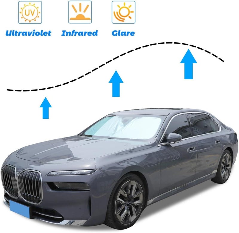 JONKOKO Windshield Sunshade Car Foldable UV Ray Reflector Compatible with BMW 7 Series G70 2023 2024 UV Rays Sun Visor Protector,Car Sun Shade Accessories - Image 5