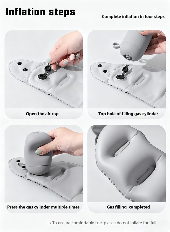 وسادة رقبة للسفر، وسائد سفر للطائرات، وسادة ضغط قابلة للنفخ محمولة على شكل حرف U، وسادة طيران قابلة للتعديل، وسادة رقبة قابلة للنفخ خفيفة الوزن للغاية، دعامة تعبئة هواء قابلة للتعديل، مزودة بصندوق تخزين قابل للنفخ 2 في 1، مناسبة للطائرات، والسكك الحديدية عالية السرعة، والأماكن الخارجية، قابلة للطي، تحمي الرقبة، غير ملتوية، وسادة نوم - Image 3