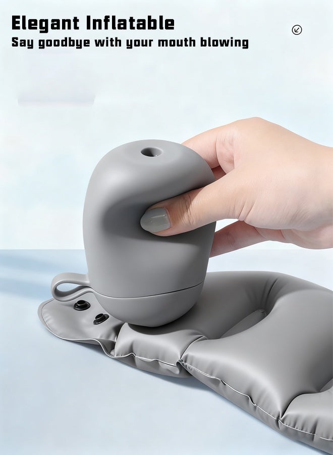 وسادة رقبة للسفر، وسائد سفر للطائرات، وسادة ضغط قابلة للنفخ محمولة على شكل حرف U، وسادة طيران قابلة للتعديل، وسادة رقبة قابلة للنفخ خفيفة الوزن للغاية، دعامة تعبئة هواء قابلة للتعديل، مزودة بصندوق تخزين قابل للنفخ 2 في 1، مناسبة للطائرات، والسكك الحديدية عالية السرعة، والأماكن الخارجية، قابلة للطي، تحمي الرقبة، غير ملتوية، وسادة نوم - Image 4