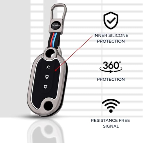 KEYCEPT Metal Alloy Key Cover Compatible for MG Comet EV Electric 3 Button Flip Key with Keychain (Short Keychain). - Image 5