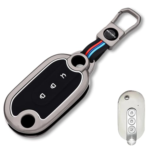 KEYCEPT Metal Alloy Key Cover Compatible for MG Comet EV Electric 3 Button Flip Key with Keychain (Short Keychain). - Image 1