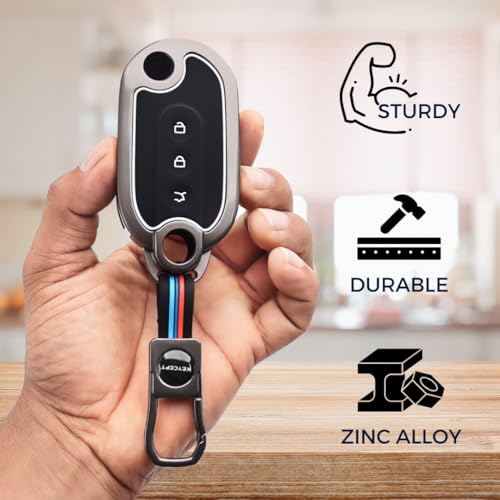 KEYCEPT Metal Alloy Key Cover Compatible for MG Comet EV Electric 3 Button Flip Key with Keychain (Short Keychain). - Image 4