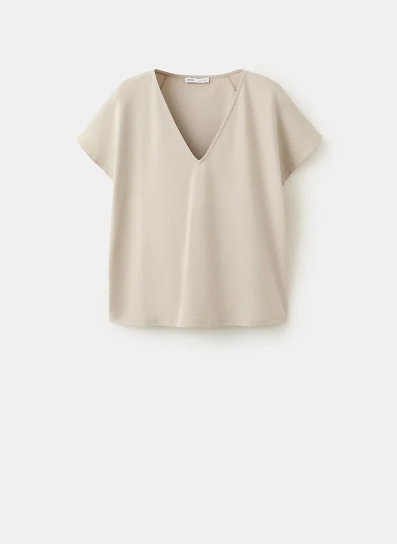 Mango 06-PIEDRA V-Neck Cotton T-Shirt for Women | Best Price UAE
