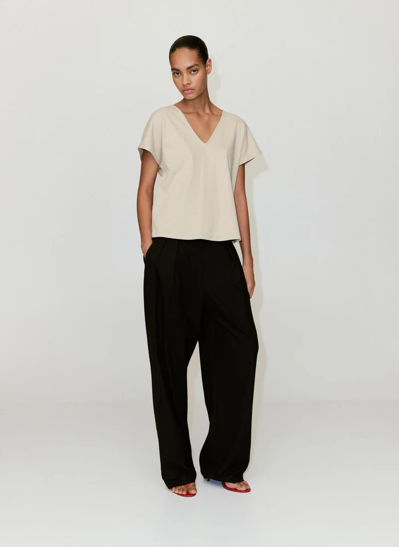 Mango 06-PIEDRA V-Neck Cotton T-Shirt for Women | Best Price UAE