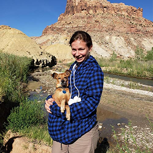ALYC Pet Pouch Hoodie - Cat Dog Holder Sweatshirt Large Pocket Carrier Pullover Tops for Women (Blue+Black, XXX-Large) - Image 3