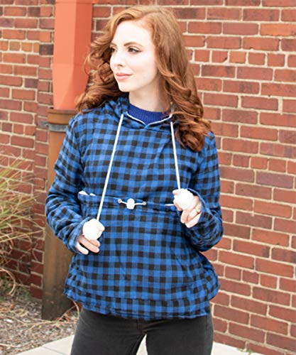 ALYC Pet Pouch Hoodie - Cat Dog Holder Sweatshirt Large Pocket Carrier Pullover Tops for Women (Blue+Black, XXX-Large) - Image 4