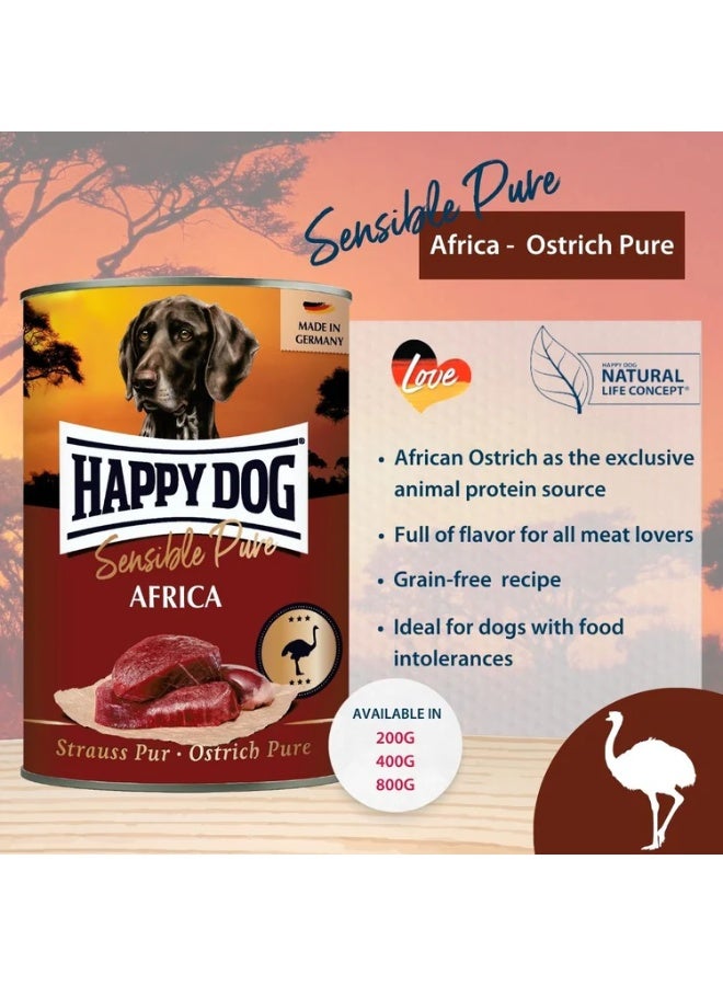 Happy Dog Pure Ostrich Wet Dog Food 400g (Pack of 6) - Image 2