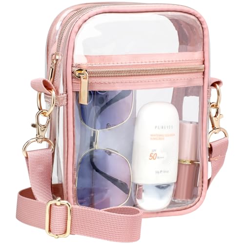 PACKISM Clear Purses for Women Stadium - Clear Bag Stadium Approved Crossbody Bag for Concerts Sports Festivals Events Game Day, Mini Rose Pink - Image 1