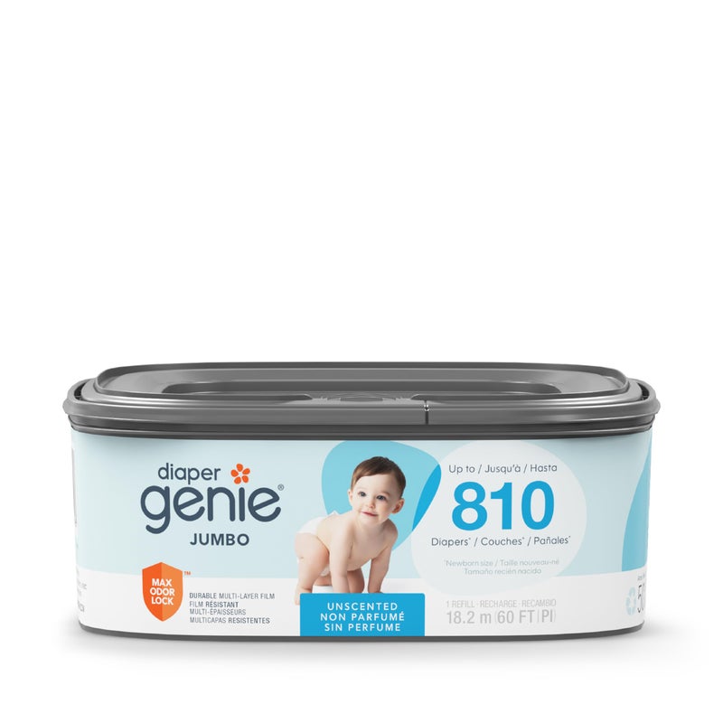 Diaper Genie Jumbo Square Refill, with Continuous Film, can Hold up to 810 Newborn-Sized Diapers per Refill. - Image 1