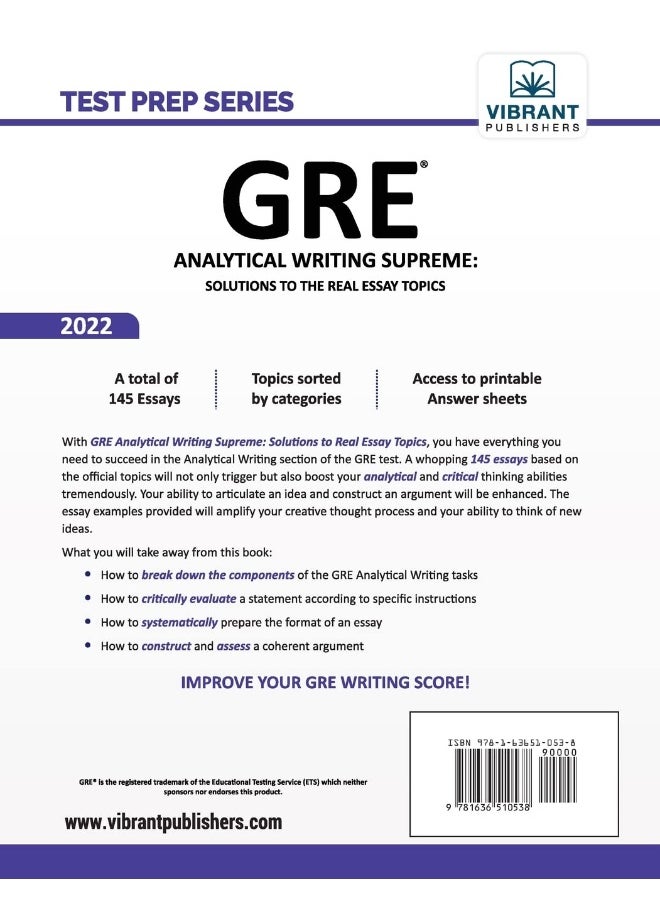 GRE Analytical Writing Supreme: Solutions to the Real Essay Topics  - Image 2
