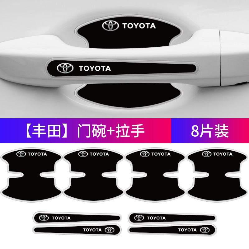 Car Door Bowl Handle Protective Film Glue Dropping Black And White Bottom Door Bowl Protective Sticker Door Handle Sticker Paint Scratch-Resistant Sticker - Image 1