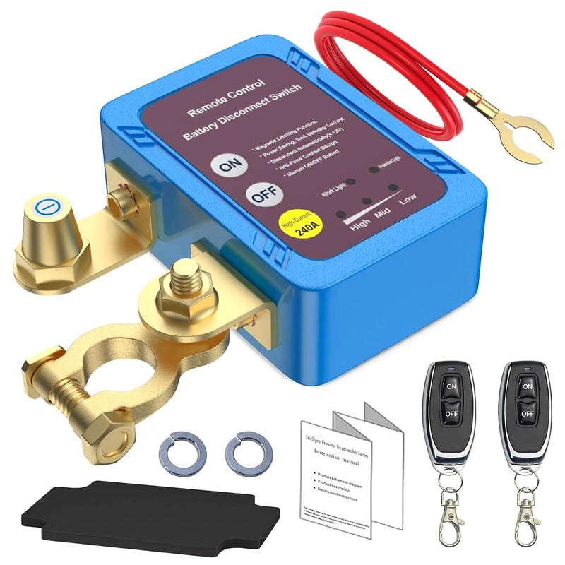 Cllena Remote Battery Disconnect Switch 12V 240A Battery Kill Switch for Car Anti Theft Automatic CutShut Off Battery Switch for Auto RV ATV Truck Marine Boat