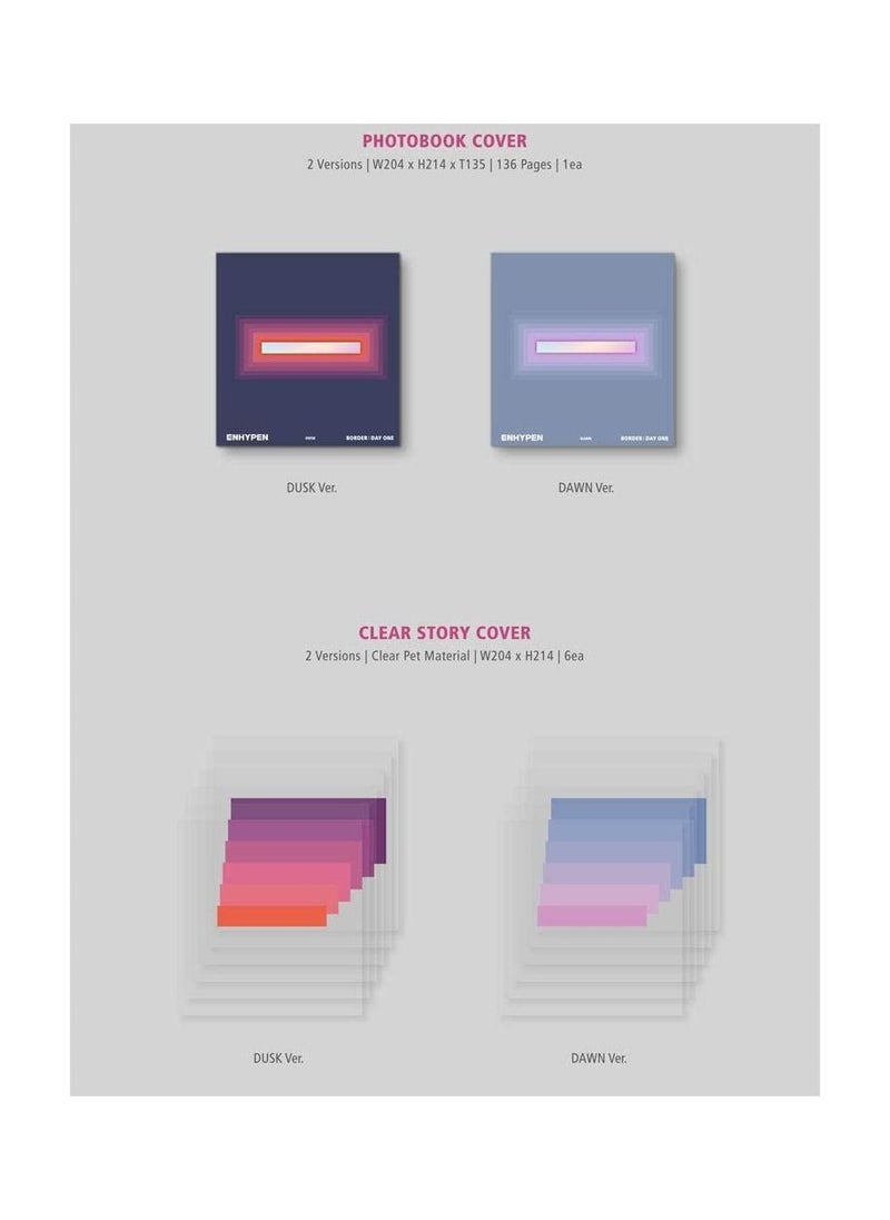 Enhypen 1st Mini Album Border Day One Dawn Version K Pop CD with Booklet Photocard Postcard and Bookmark