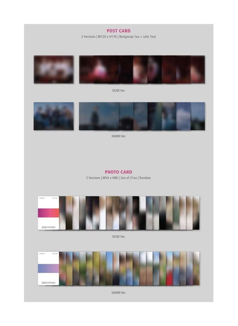 Enhypen 1st Mini Album Border Day One Dawn Version K Pop CD with Booklet Photocard Postcard and Bookmark