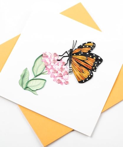Quilling Card Handmade Quilled Monarch Milkweed Butterfly Greeting Card – 6x6 Inch Blank Card with Envelope – Fair Trade Verified – Unique Paper Art Keepsake for Any Occasion - Image 2