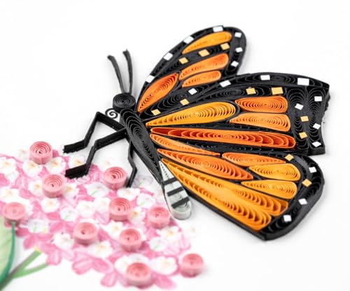 Quilling Card Handmade Quilled Monarch Milkweed Butterfly Greeting Card – 6x6 Inch Blank Card with Envelope – Fair Trade Verified – Unique Paper Art Keepsake for Any Occasion - Image 4