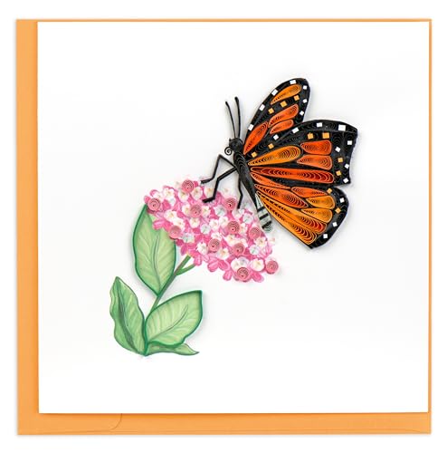Quilling Card Handmade Quilled Monarch Milkweed Butterfly Greeting Card – 6x6 Inch Blank Card with Envelope – Fair Trade Verified – Unique Paper Art Keepsake for Any Occasion - Image 1