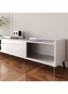 Home Box Pearl 2 Metre Sintered Stone TV Unit for TVs up to 75 inches 200 x 50 x 40 cm  - Image 3