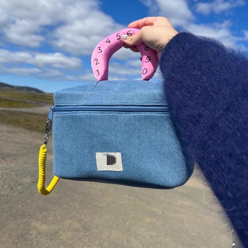 Cute Color Block Cosmetic Bag, Large Capacity Portable - Image 4