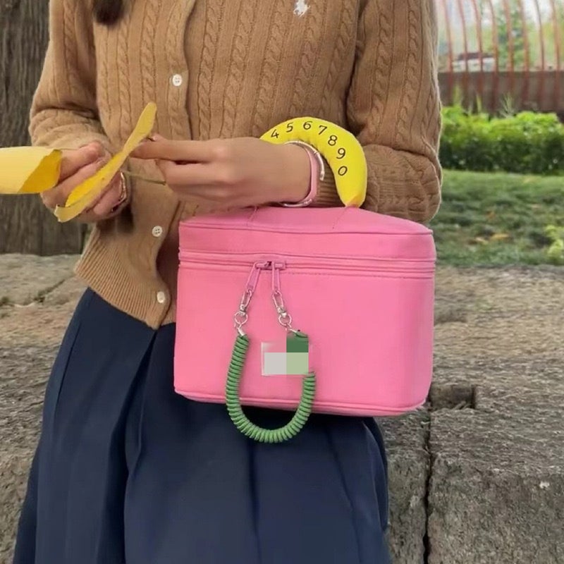 Cute Color Block Cosmetic Bag, Large Capacity Portable - Image 3