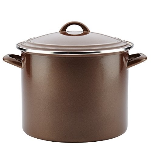 Ayesha Ayesha Curry Enamel on Steel Stock PotStockpot with Lid 12 Quart Brown Sugar